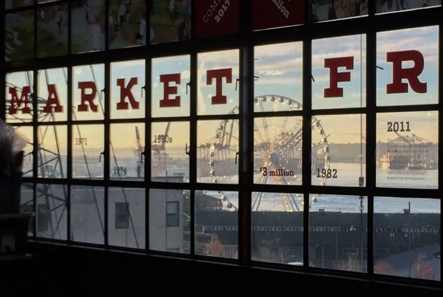 The view from pike place market- no filter, that's just morning over the puget sound