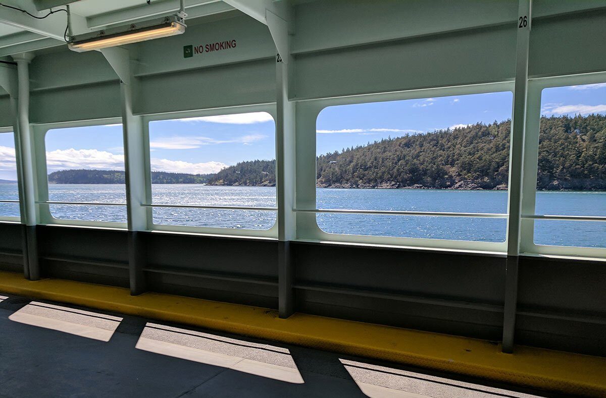 The view from the ferry on the way to lopez island.
