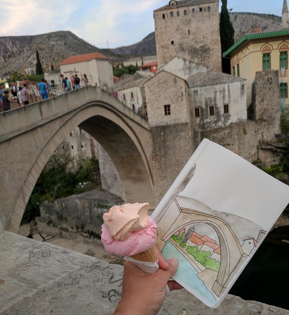 Stari most travel art journal