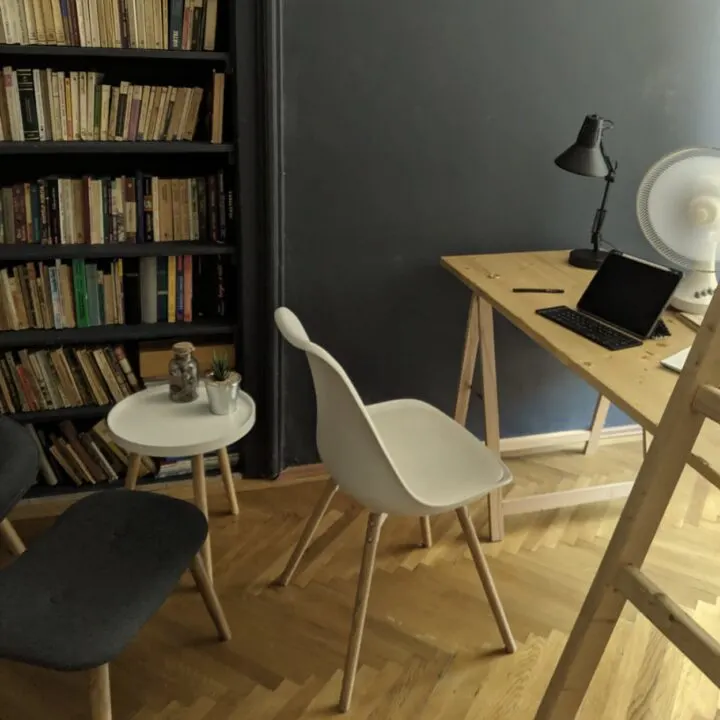 A laptop workspace in a modern short term rental apartment