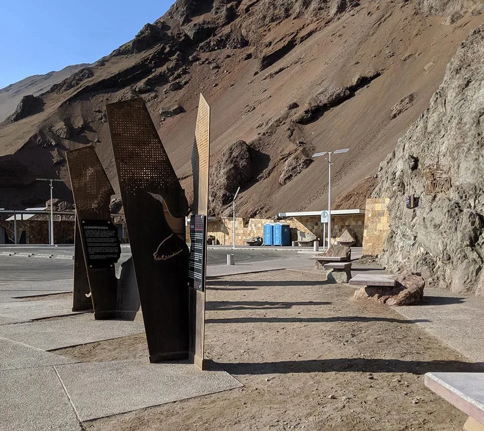 Entry to the park includes a modern parking lot- though only accessible - it appears- to tour groups- others are required to park on the road outside the gates.