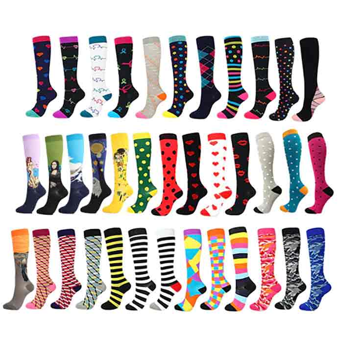 A selection of compression socks for travel, all under $5 a pair