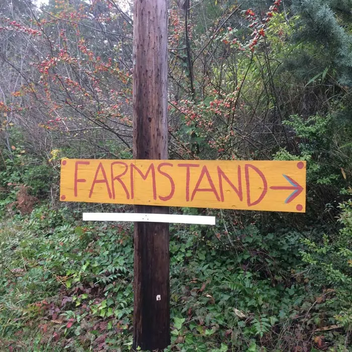 Handmade roadside farm stand sign