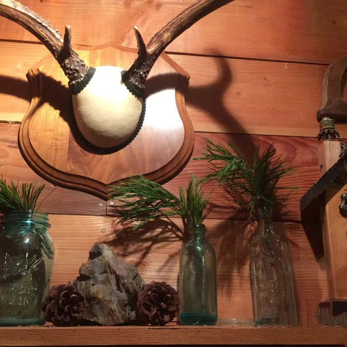 Evergreen boughs on a mantle