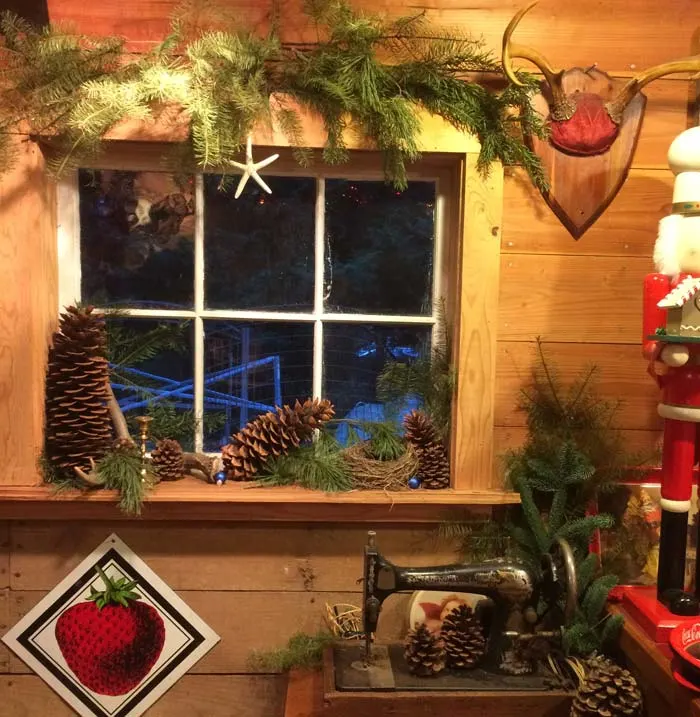 A christmas tree farm on bainbridge island with vintage christmas decorations and a nautical theme