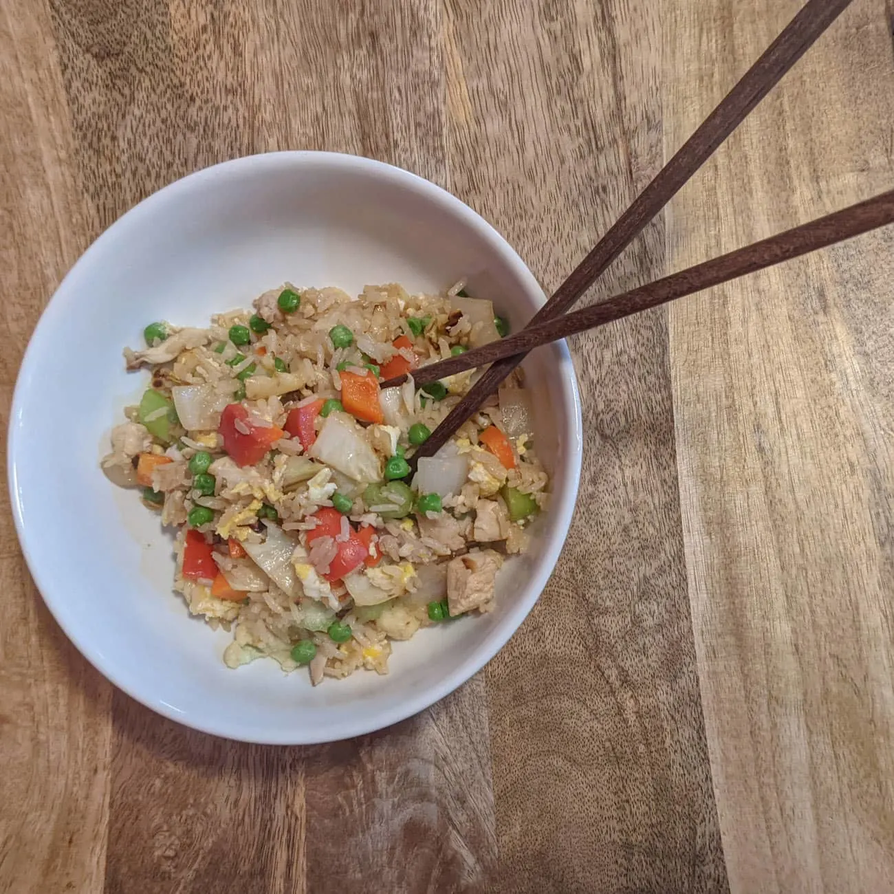Fried rice can be made with basic ingredients in an airbnb or kitchenette kitchen