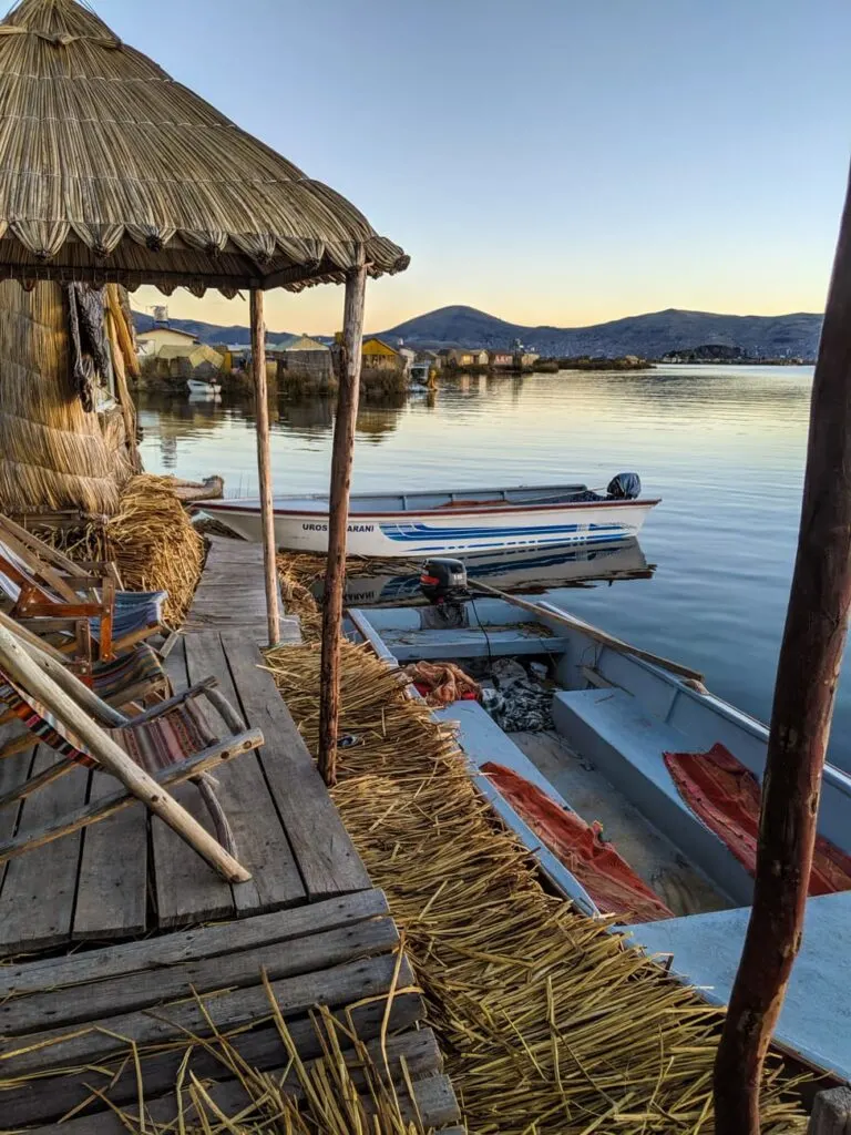 A straw hut on a straw island is a lodging option when visiting the uros who live on lake titicaca