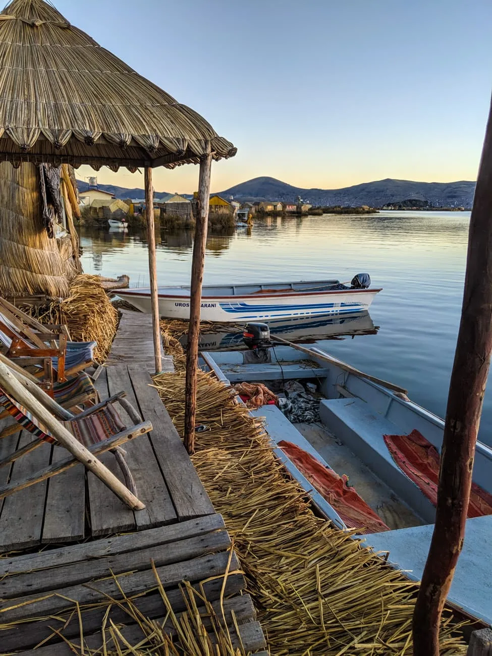 A straw hut on a straw island is a lodging option when visiting the uros who live on lake titicaca
