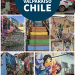 A collage of murals from valparaiso chile with the tax overlay stating street art of valparaiso chile.