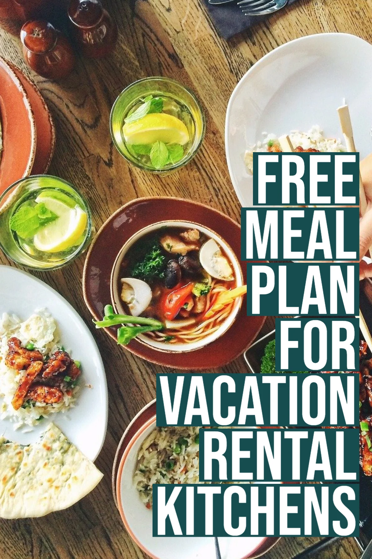 This six-day meal plan test is overlayed on an image of a table set with a mexican meal.