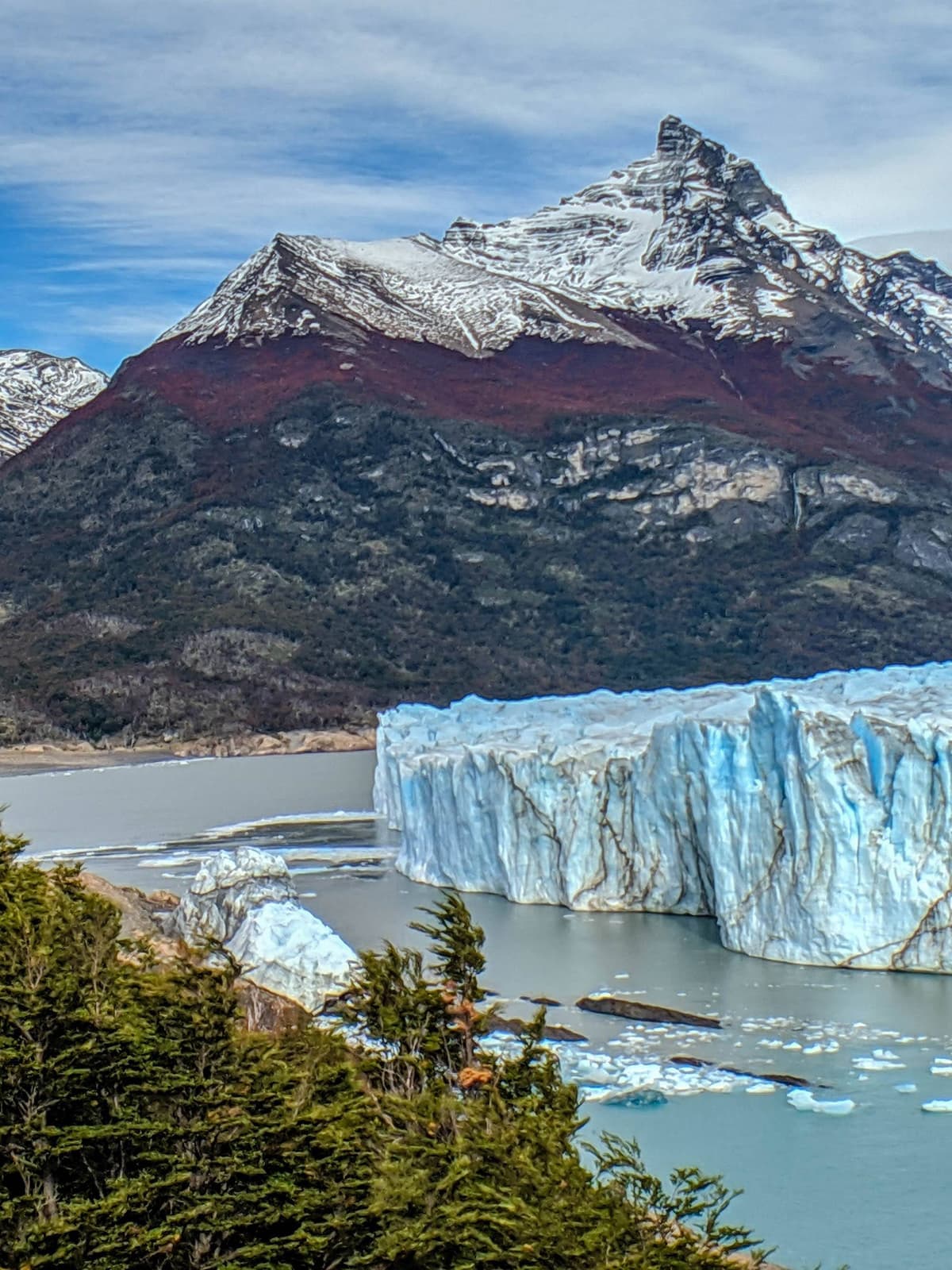 This glacier actively calves giant icebergs.