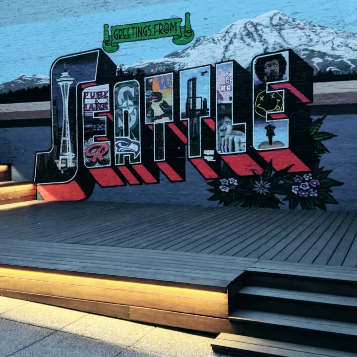 Greetings from Seattle mural.