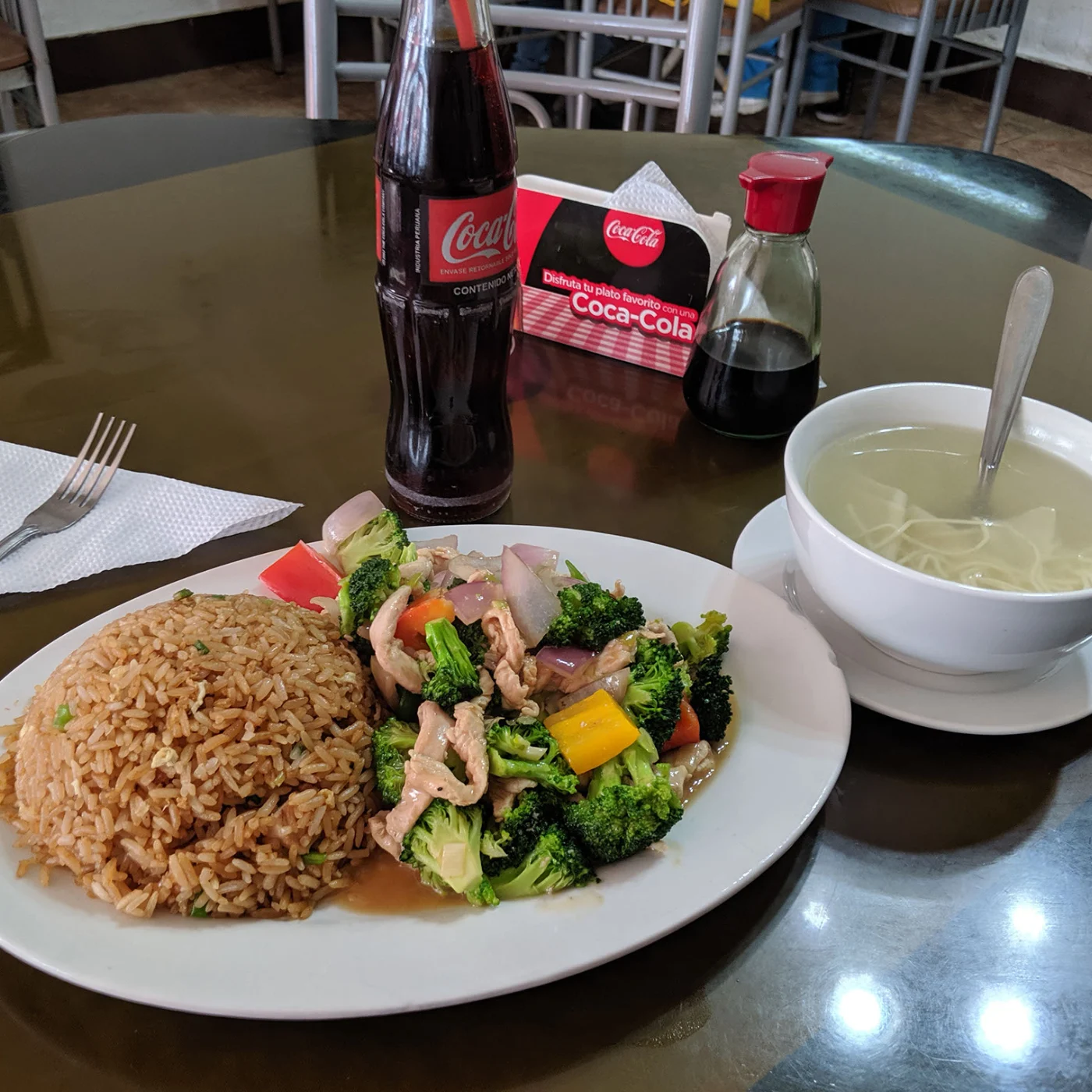 A plate of peruvian chinese food in peru.