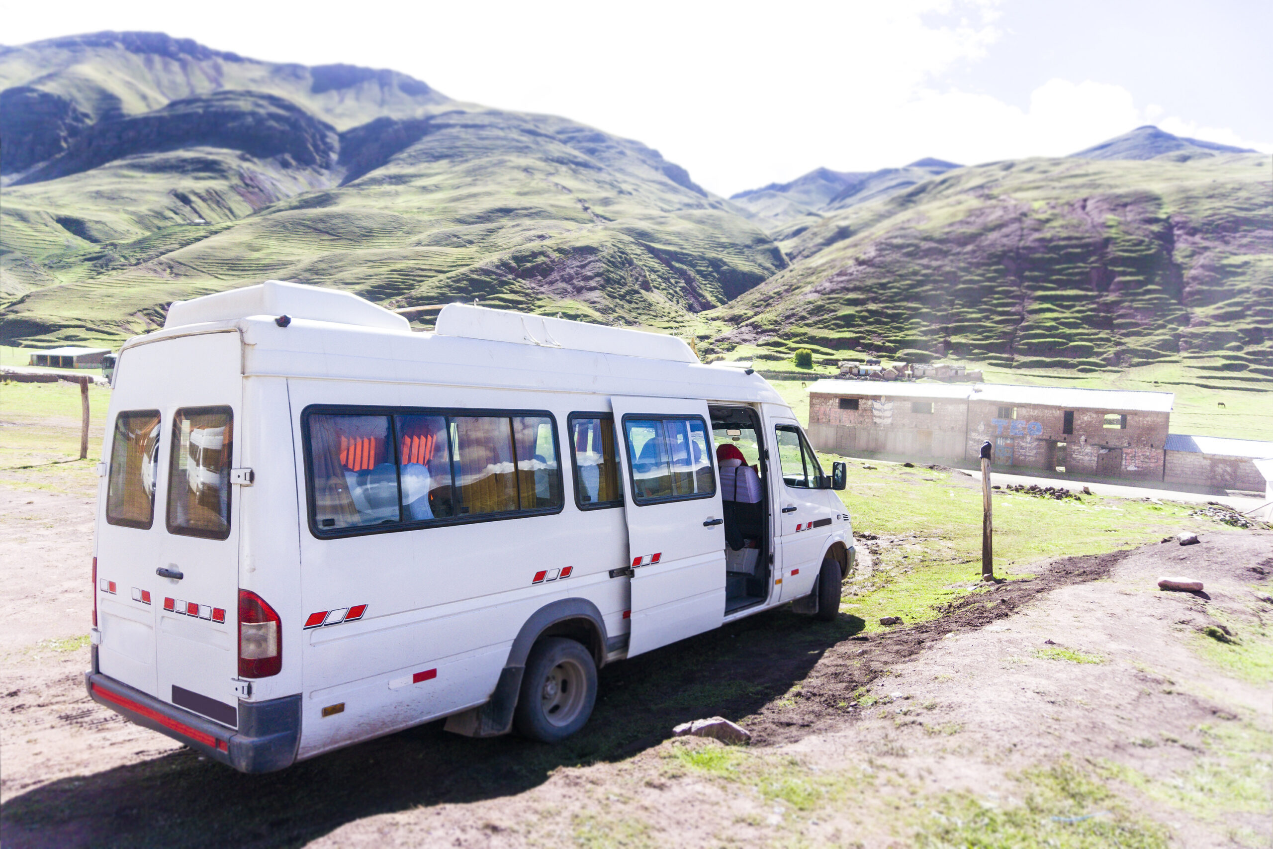 An image of a van sized taxi in peru.