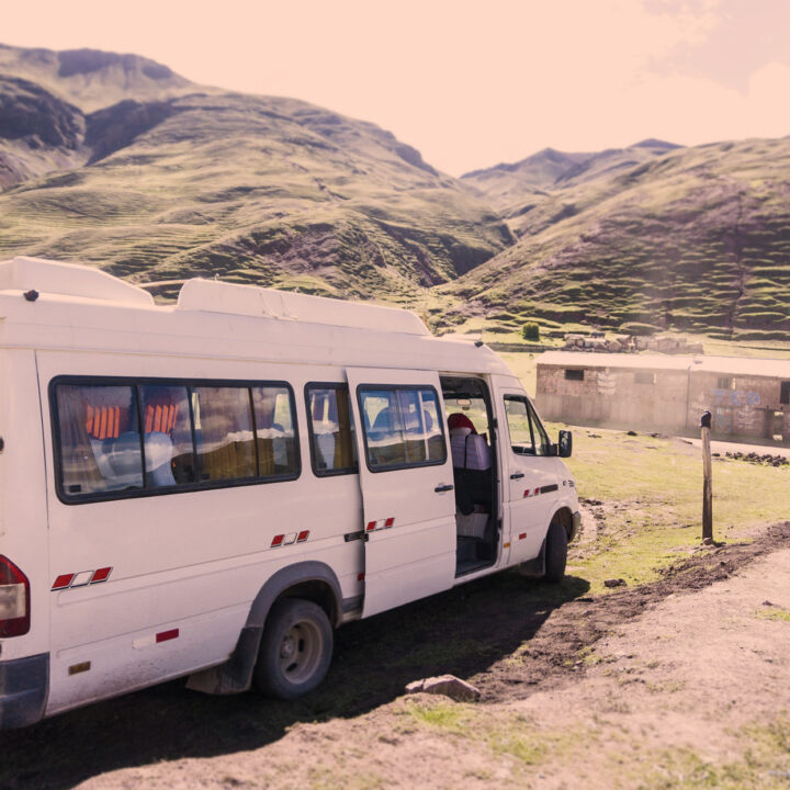 An image of a van sized taxi in Peru.