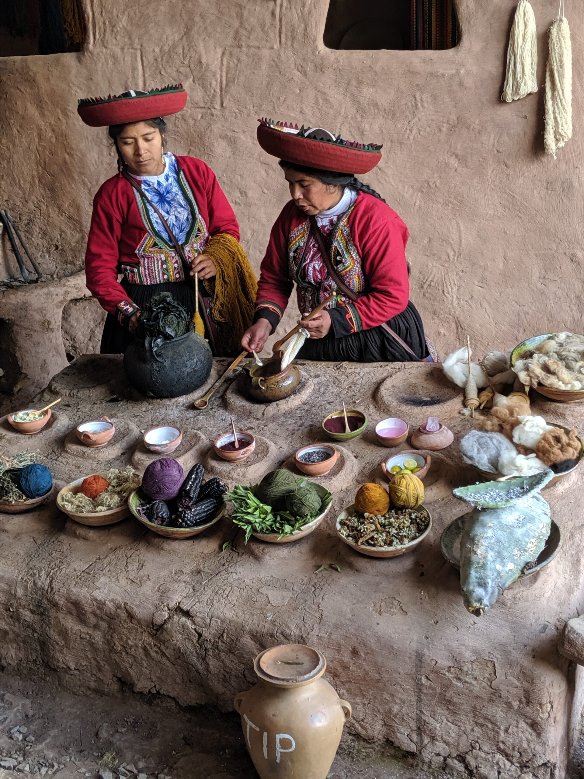To a women dying yarn in peru.