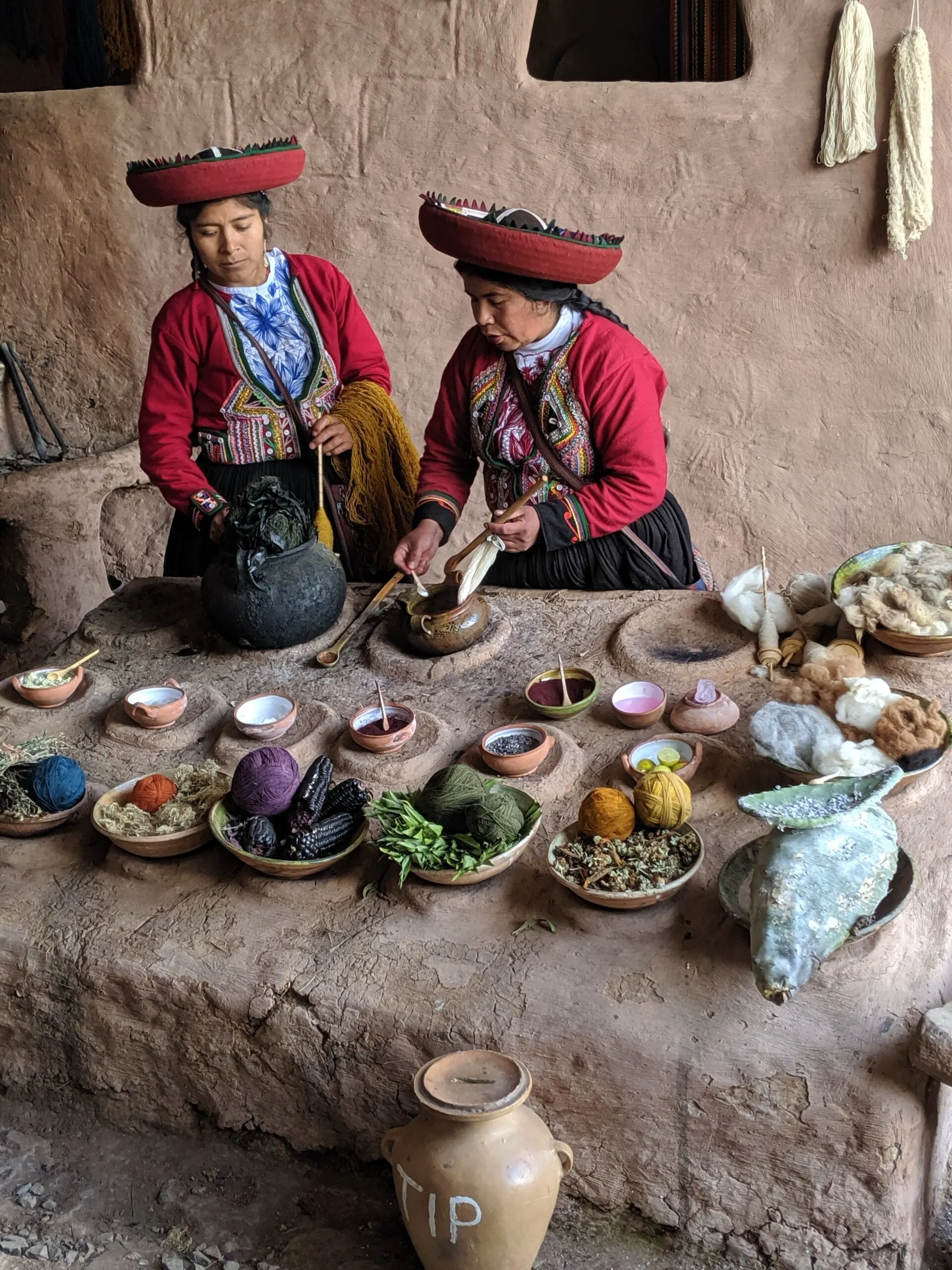 To a women dying yarn in peru.