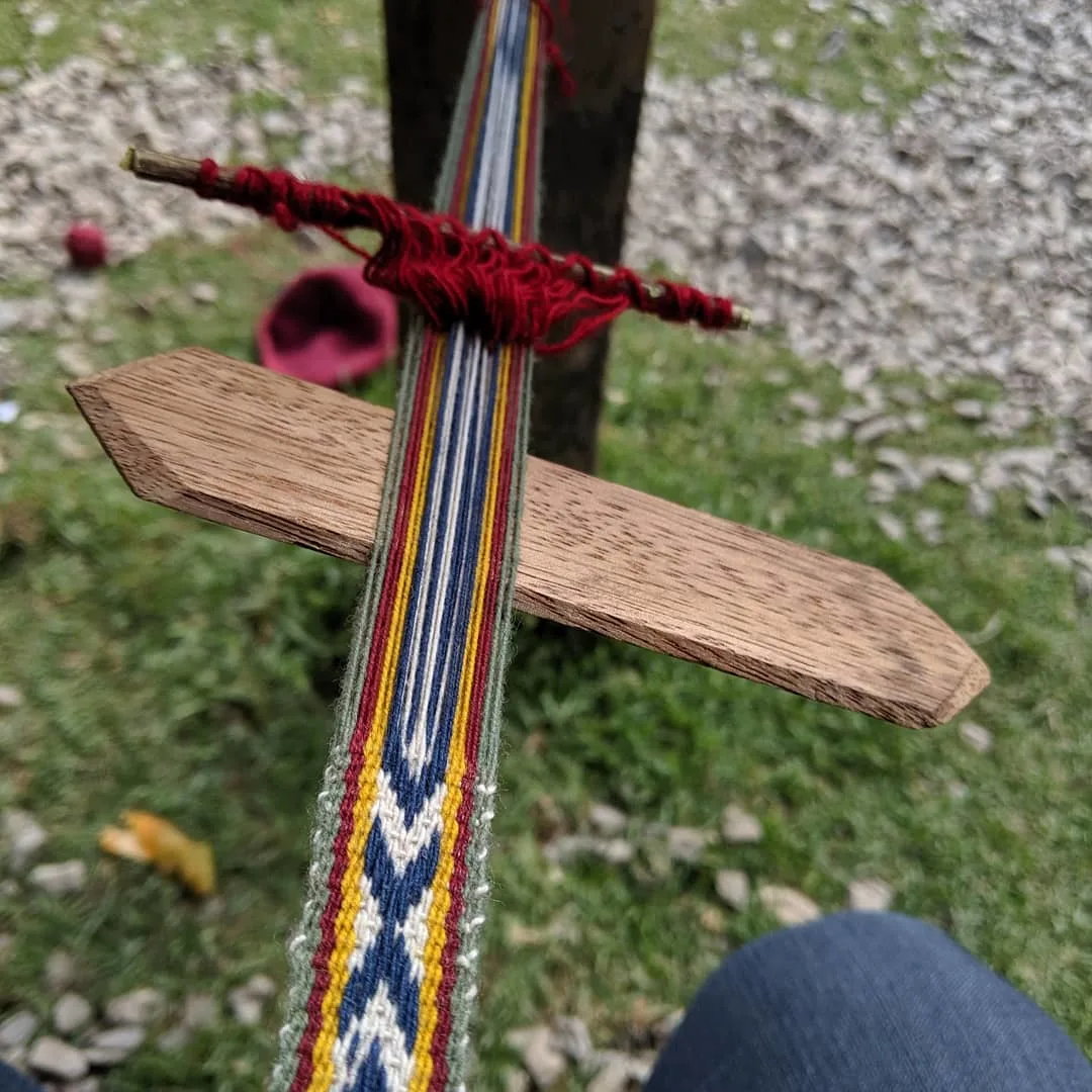 A weaving in process.