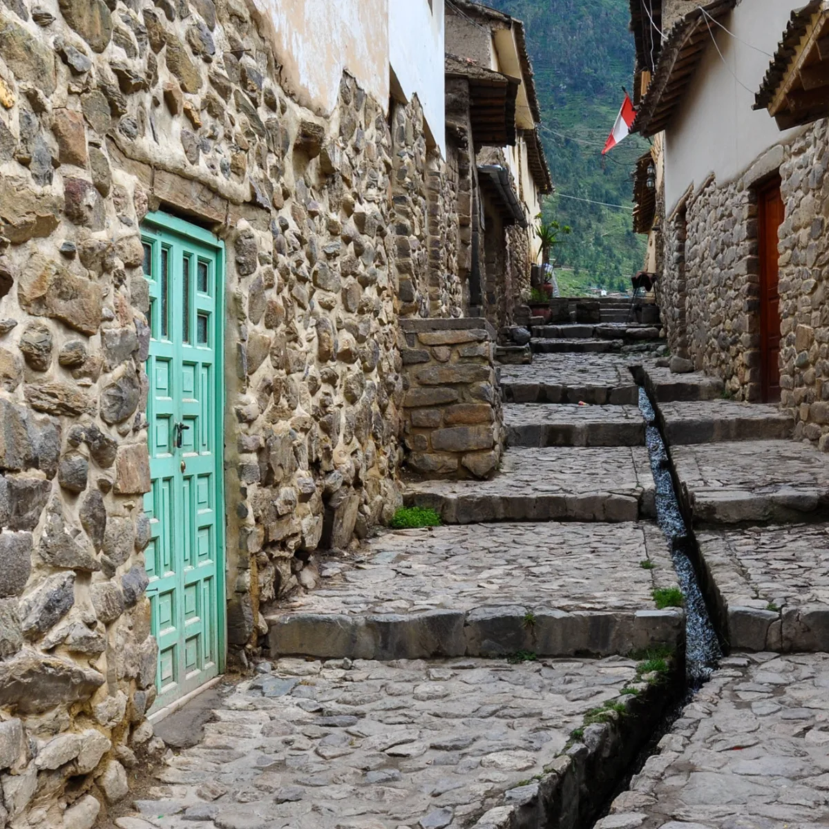 An image of an original incan street in ollaytaytambo peru.
