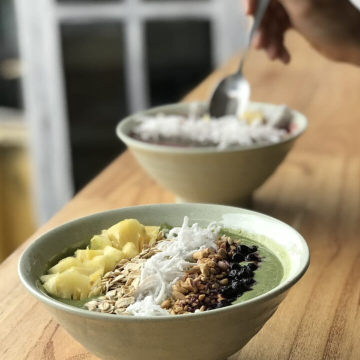 Healthy bowls on a table.