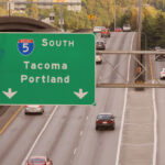 Cars leaving seattle via the interstate- possibly for day trips.