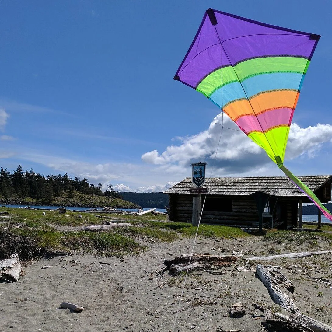 A kite flying on lopez island