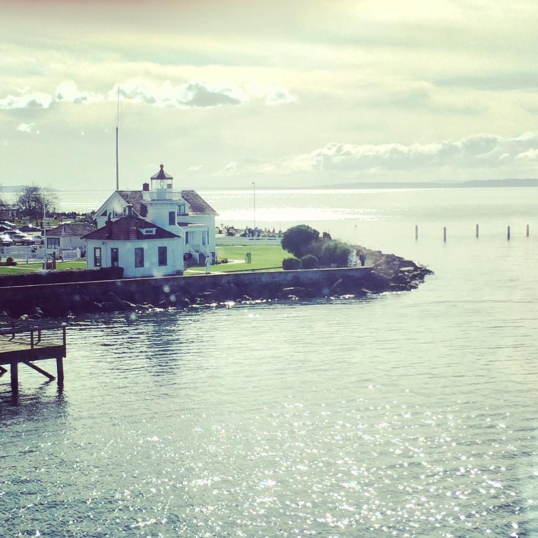 A white clapboard ferry port in whidbey island.