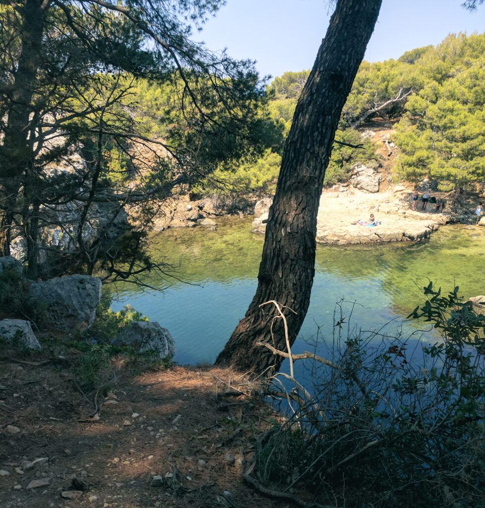 Photo of lokrum island dead sea as taken from a cliff above the sea cave.