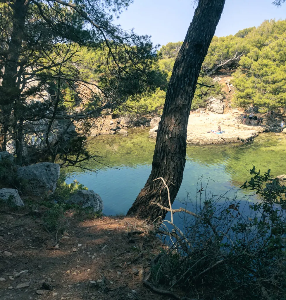 Photo of lokrum island dead sea as taken from a cliff above the sea cave.