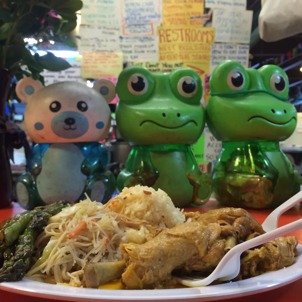 A plate of chicken adobo at oriental mart.