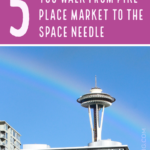 Photo of seattle and text about things to see on the way to the space needle.