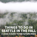 Golden trees on a waterfront in the pnw with the text: things to do in seattle in the fall.