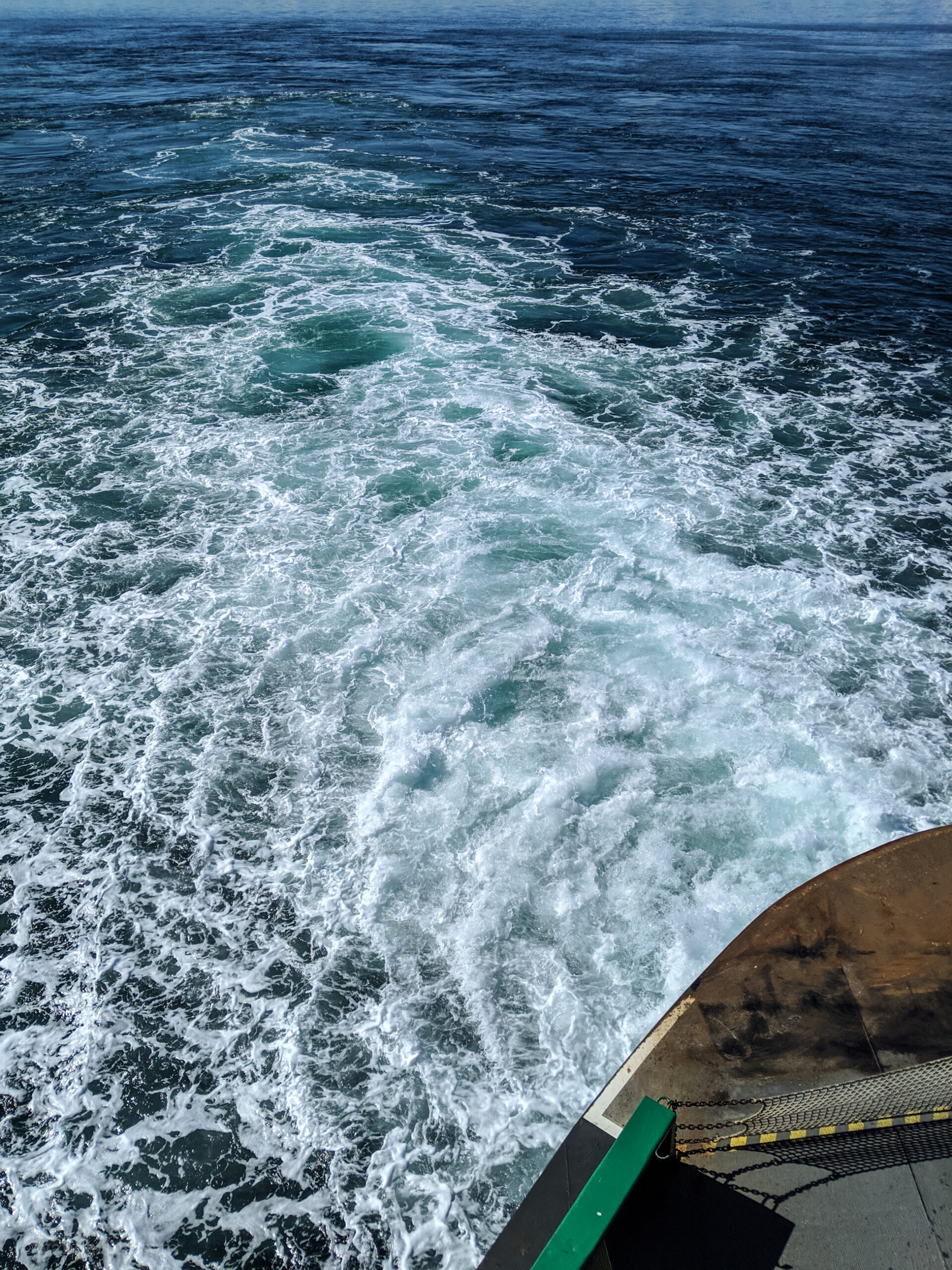 The wake behind a washington state ferry.