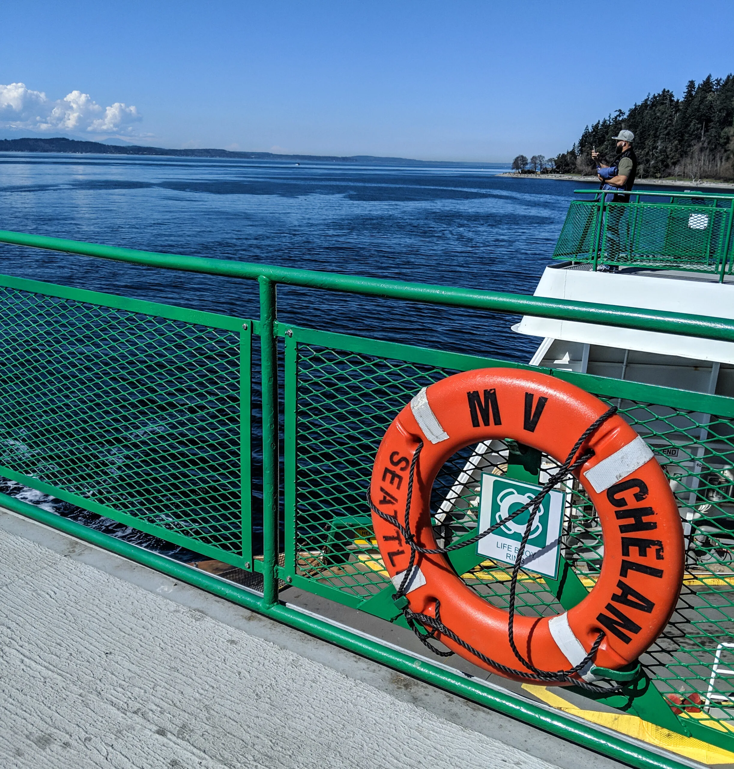 Upper deck of washington state ferry chelan.