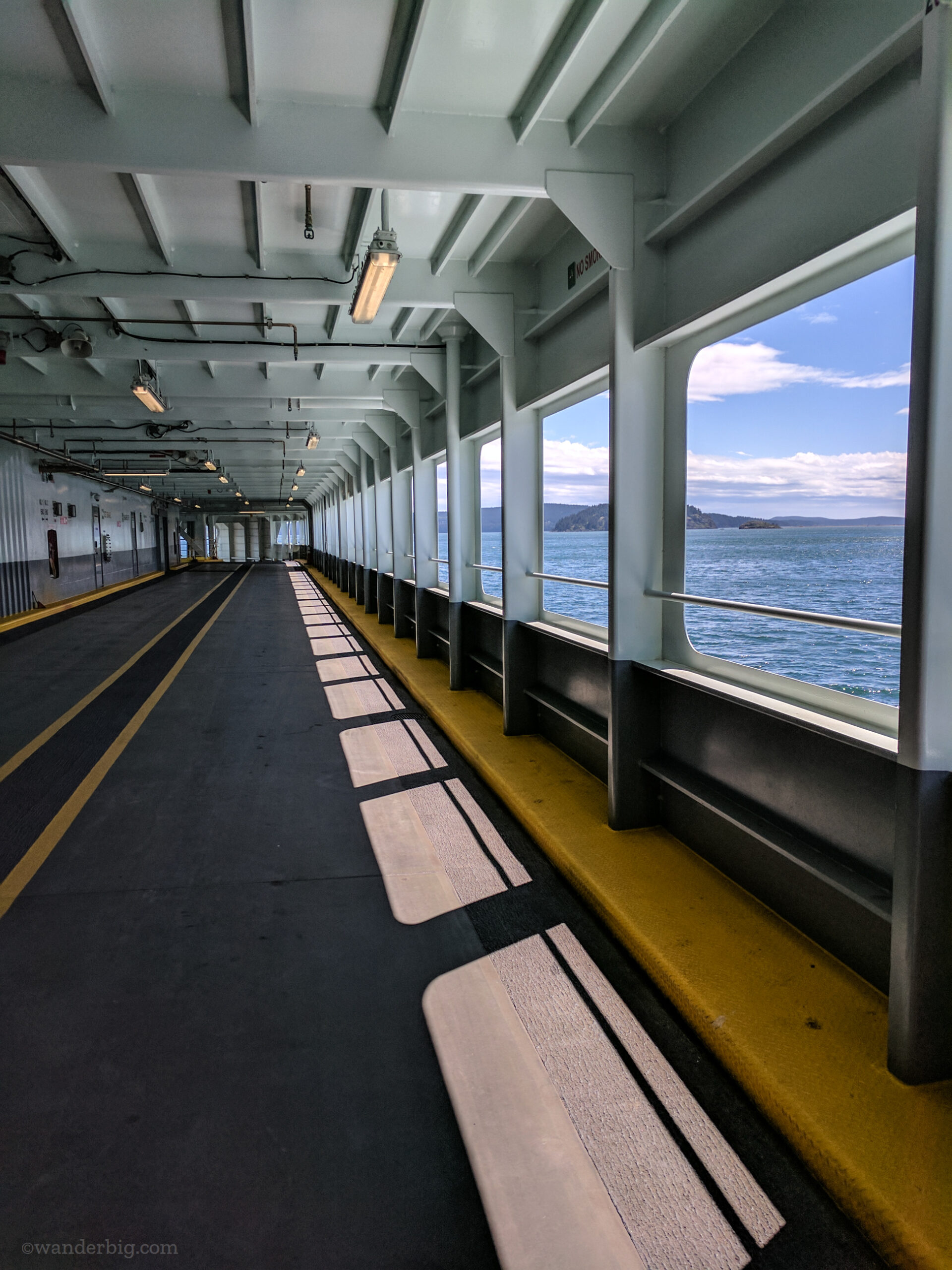 An empty car deck on a ferry in seattle.