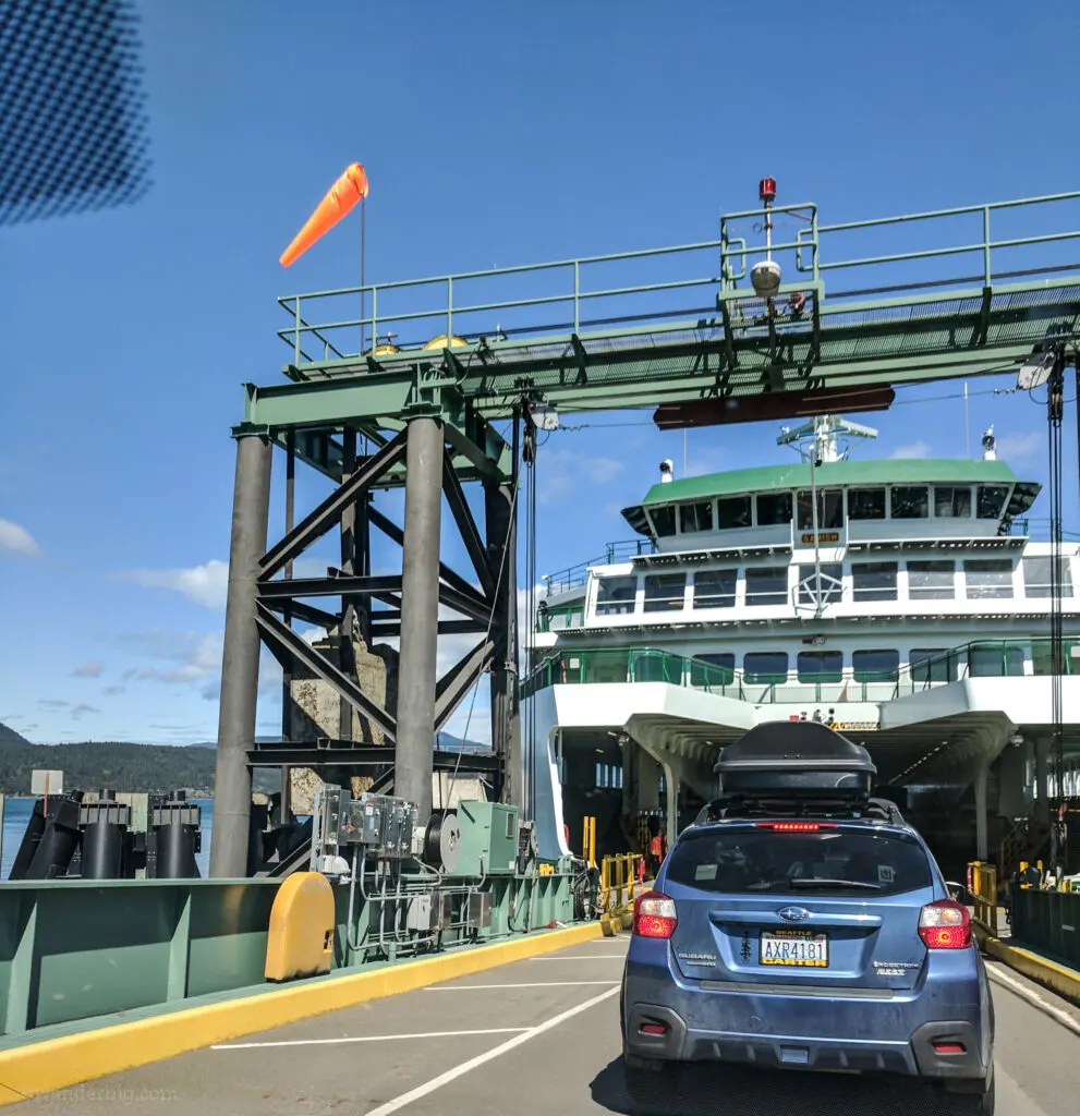 Boarding a ferry by car in washington state.