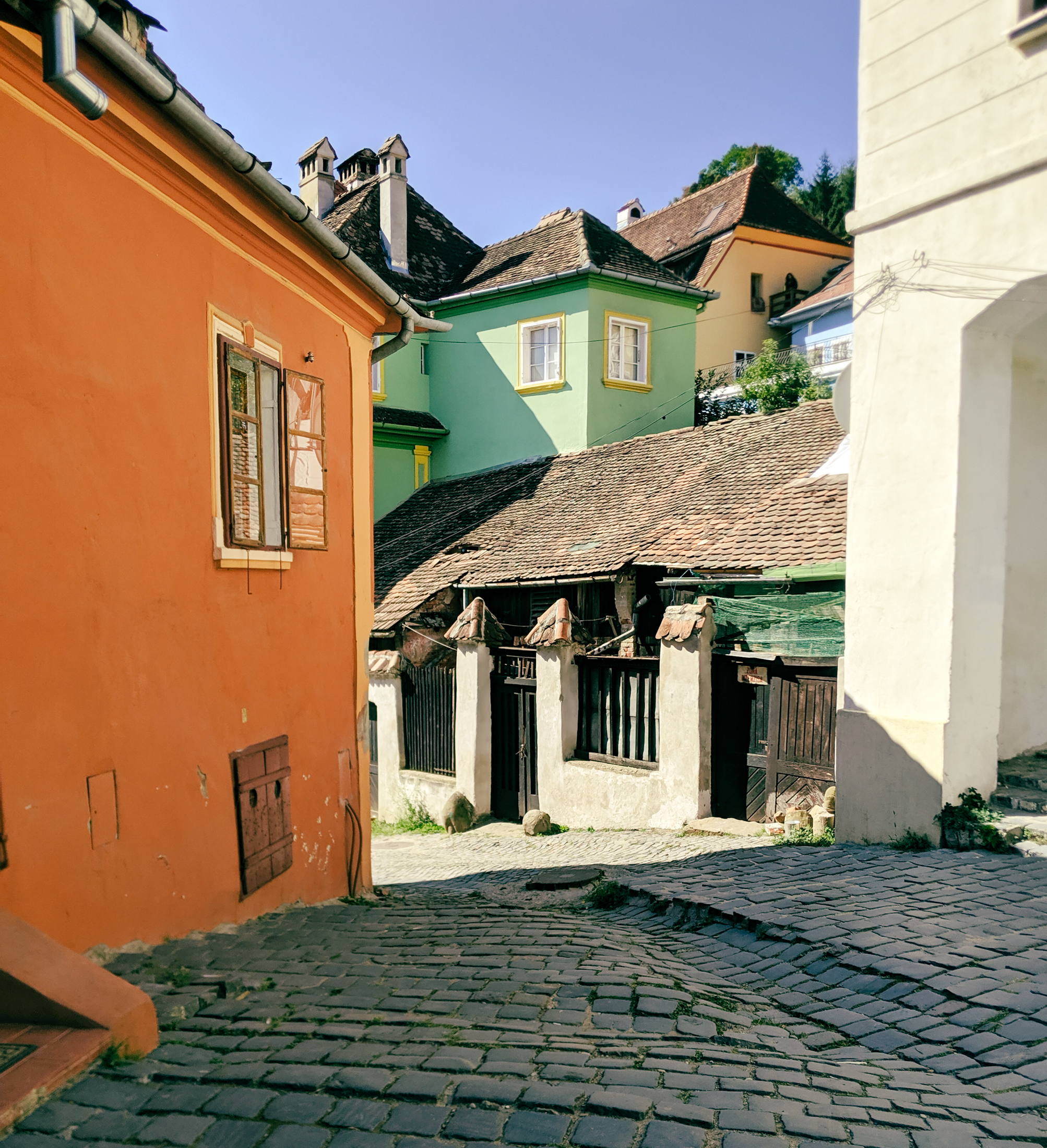 The colorful streets of sighisoara romania.