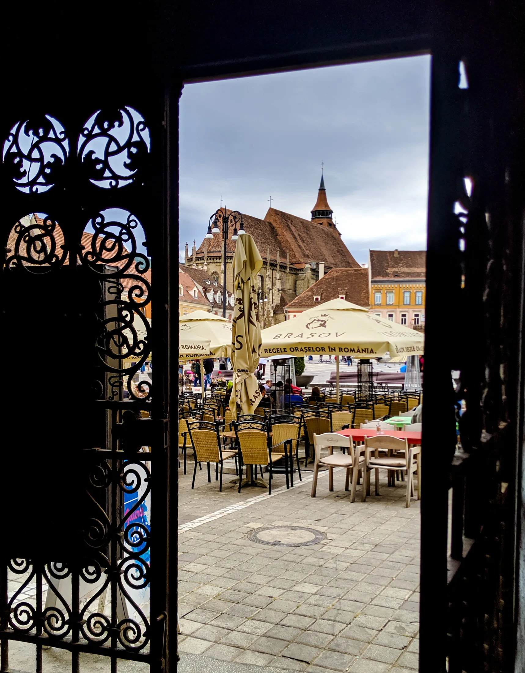 A city square in brasov, romania.