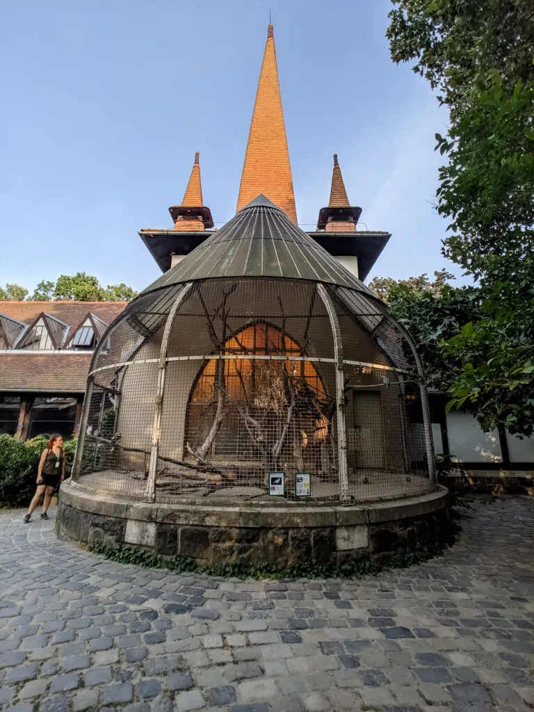 Aviary at at budapest zoo.