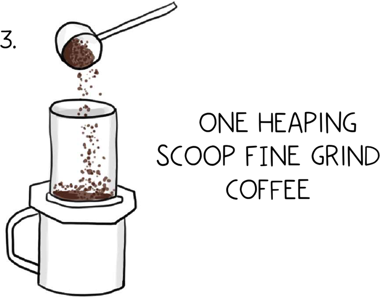 Scooping coffee into aeropress.