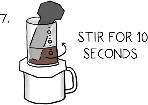 Stir for 10 seconds with the provided aeropress stirrer.