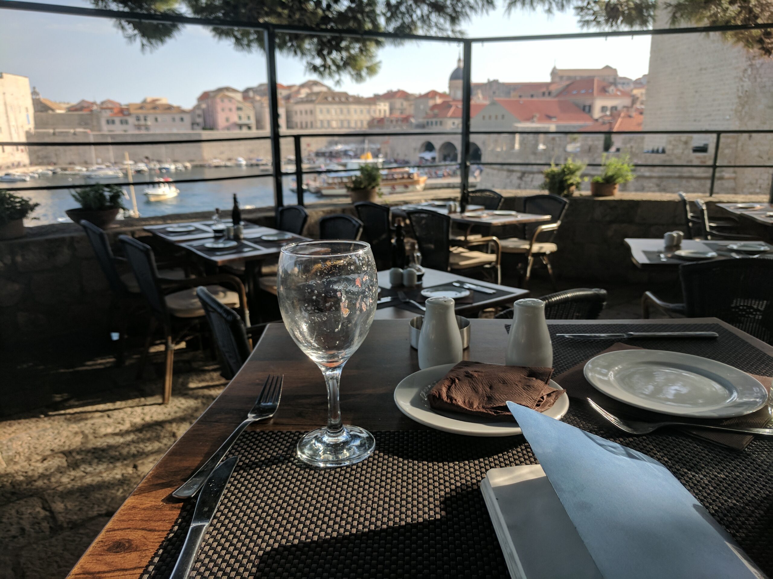 A restaurant in dubrovik and a travel journal.