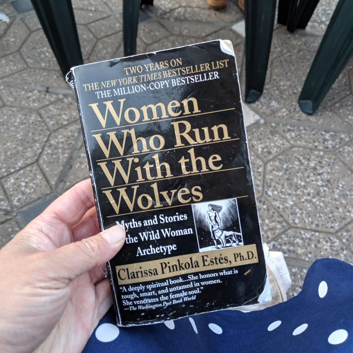 A paperback copy of women who run with the wolves.