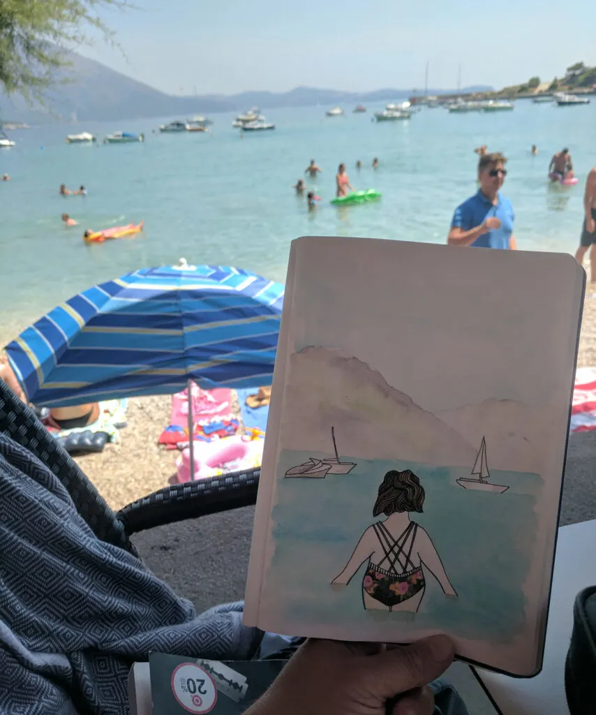 Watercolor painting made at a beach.