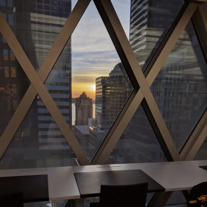 The view from Seattle public library's central branch.