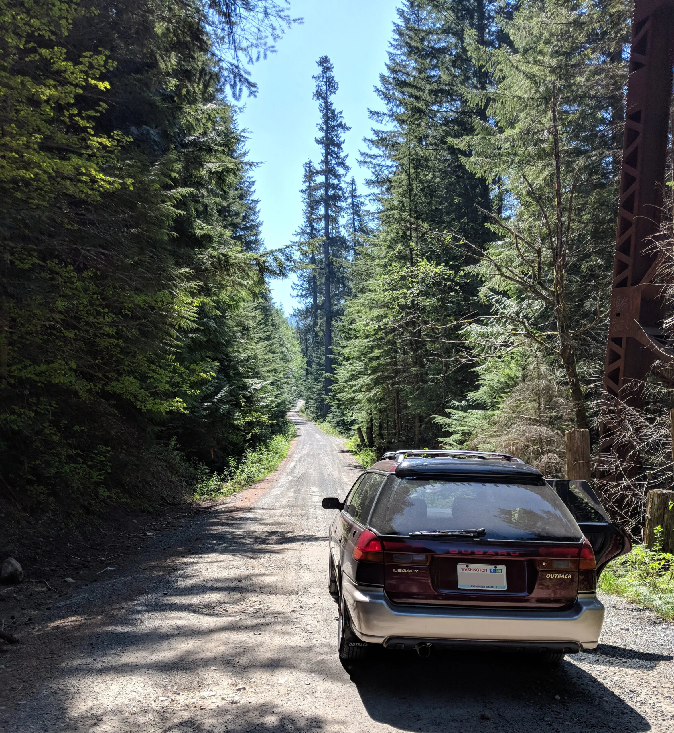 A car parked on a mountain road near seattle