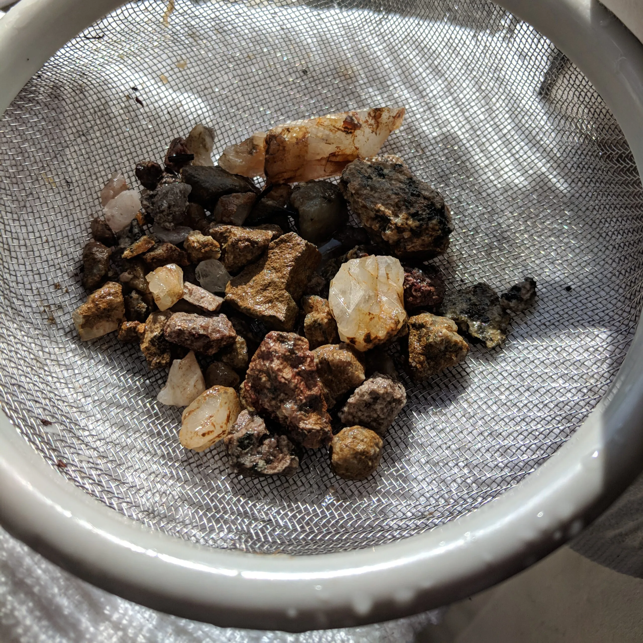 Crystals being cleaned.