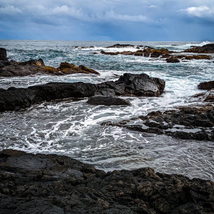 Rocks and waves in Hawaii.
