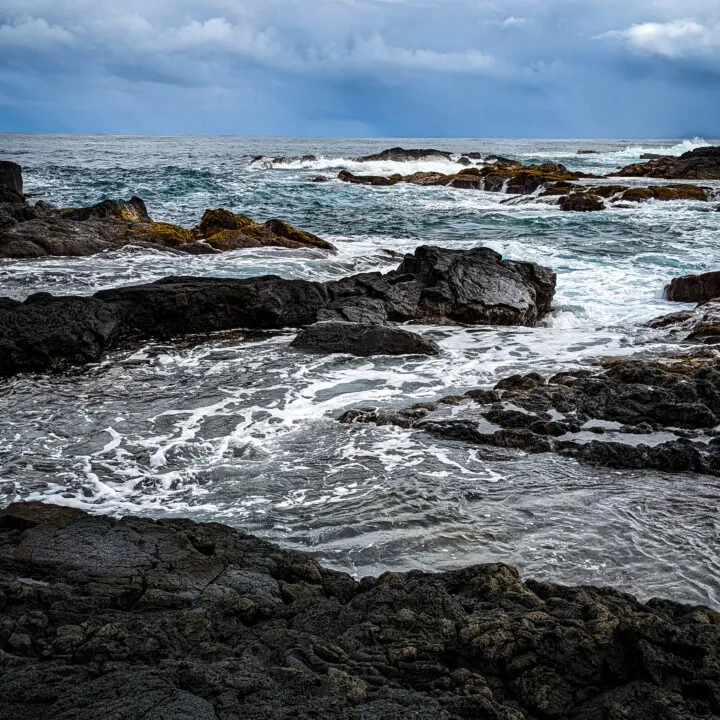Rocks and waves in Hawaii.