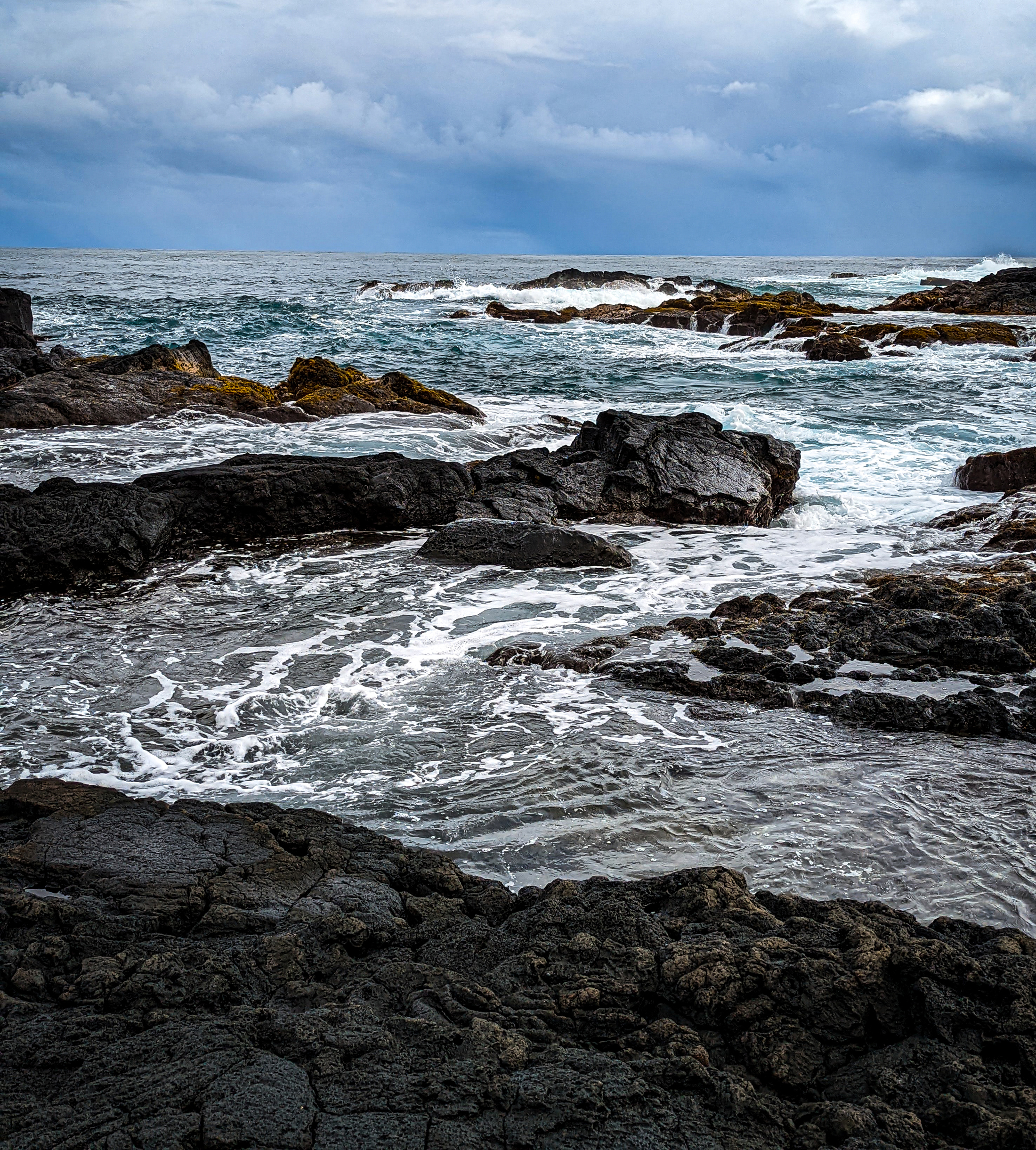 Rocks and waves in hawaii.